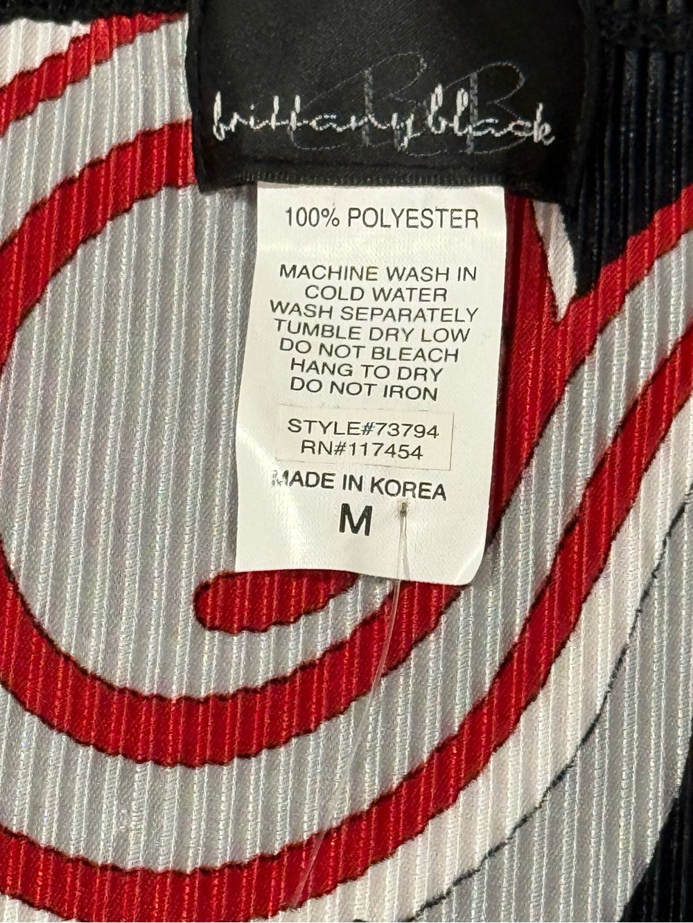 Brittany Black Red Black White Abstract Wrap Tunic with Side Buckle - Picture 5 of 7